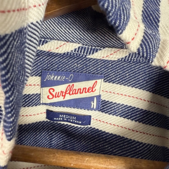 Johnnie-O Surf Flannel Horizon Blue Pullover Active Hull Hoodie Mens Medium - Picture 4 of 9